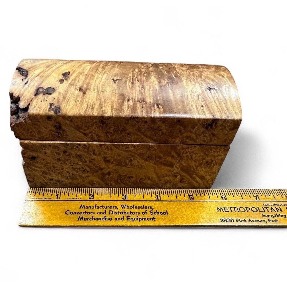 Vintage Michael Elkan Studio Crafted Burl Wood Lidded 5.75"‎ Trinket Jewelry Box - Picture 14 of 16
